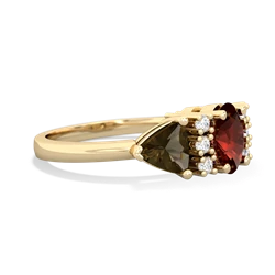 Garnet Antique Style Three Stone 14K Yellow Gold ring R2186