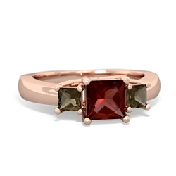 Garnet Three Stone Trellis 14K Rose Gold ring R4015