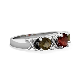 Garnet Hugs And Kisses 14K White Gold ring R5016