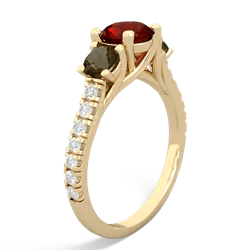 Garnet Pave Trellis 14K Yellow Gold ring R5500