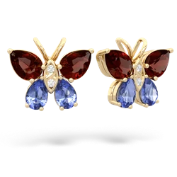 Garnet Butterfly 14K Yellow Gold earrings E2215