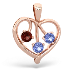 Garnet Glowing Heart 14K Rose Gold pendant P2233