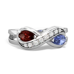 Garnet Diamond Infinity 14K White Gold ring R5390