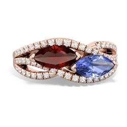 Garnet Diamond Rivers 14K Rose Gold ring R3070