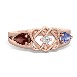 Garnet Hearts Intertwined 14K Rose Gold ring R5880