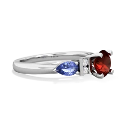 Garnet 6Mm Round Eternal Embrace Engagement 14K White Gold ring R2005