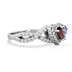 Garnet Diamond Twist 'One Heart' 14K White Gold ring R2640HRT