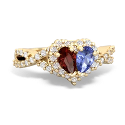 Garnet Diamond Twist 'One Heart' 14K Yellow Gold ring R2640HRT