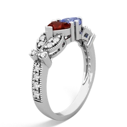 Garnet Diamond Butterflies 14K White Gold ring R5601