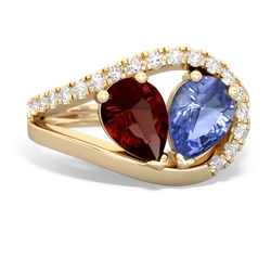 Garnet Nestled Heart Keepsake 14K Yellow Gold ring R5650