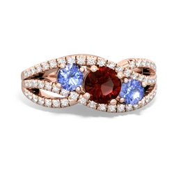 Garnet Three Stone Aurora 14K Rose Gold ring R3080