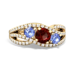 Garnet Three Stone Aurora 14K Yellow Gold ring R3080