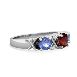 Garnet Hugs And Kisses 14K White Gold ring R5016