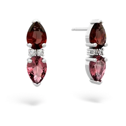 Garnet Bowtie Drop 14K White Gold earrings E0865