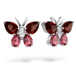 Garnet Butterfly 14K White Gold earrings E2215