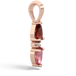 Garnet Bowtie Drop 14K Rose Gold pendant P0865