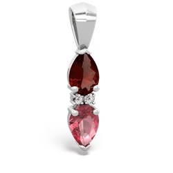 Garnet Bowtie Drop 14K White Gold pendant P0865