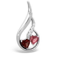 Garnet Keepsake Curves 14K White Gold pendant P5450