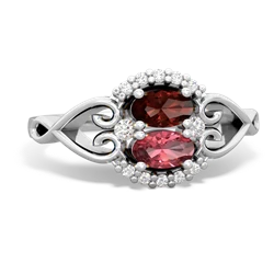 Garnet Love Nest 14K White Gold ring R5860