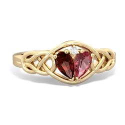 Garnet Celtic Love Knot 14K Yellow Gold ring R5420