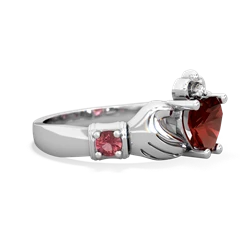 Garnet Claddagh Keepsake 14K White Gold ring R5245