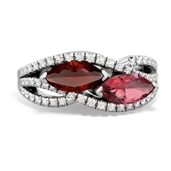 Garnet Diamond Rivers 14K White Gold ring R3070