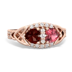 Garnet Sparkling Celtic Knot 14K Rose Gold ring R2645