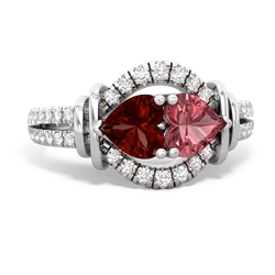 Garnet Art-Deco Keepsake 14K White Gold ring R5630