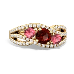 Garnet Three Stone Aurora 14K Yellow Gold ring R3080