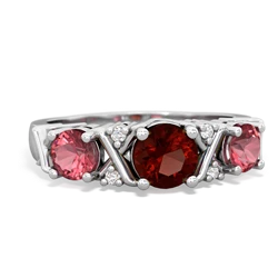 Garnet Hugs And Kisses 14K White Gold ring R5016