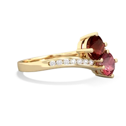 Garnet Channel Set Two Stone 14K Yellow Gold ring R5303