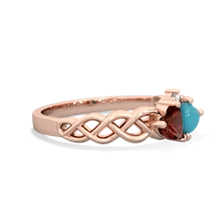 Garnet Heart To Heart Braid 14K Rose Gold ring R5870