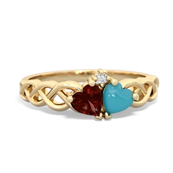 Garnet Heart To Heart Braid 14K Yellow Gold ring R5870