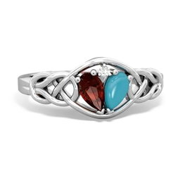 Garnet Celtic Love Knot 14K White Gold ring R5420