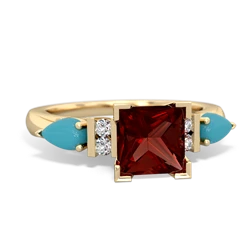 Garnet 6Mm Princess Eternal Embrace Engagement 14K Yellow Gold ring C2002