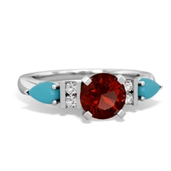 Garnet 6Mm Round Eternal Embrace Engagement 14K White Gold ring R2005