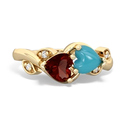 Garnet Floral Elegance 14K Yellow Gold ring R5790