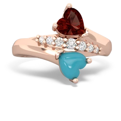 Garnet Heart To Heart 14K Rose Gold ring R2064