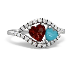 Garnet Mother And Child 14K White Gold ring R3010