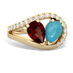 Garnet Nestled Heart Keepsake 14K Yellow Gold ring R5650