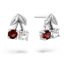 Garnet Sweet Cherries 14K White Gold earrings E7001