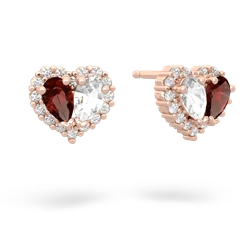 Garnet Halo 14K Rose Gold earrings E7008