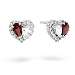 Garnet Halo 14K White Gold earrings E7008