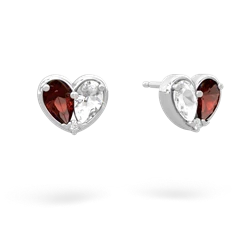 Garnet 'Our Heart' 14K White Gold earrings E5072