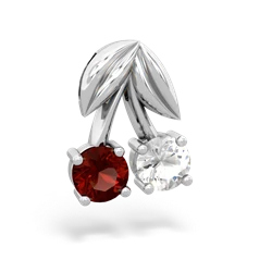 Garnet Sweet Cherries 14K White Gold pendant P7001