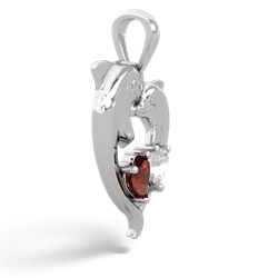 Garnet Dolphin Heart 14K White Gold pendant P5820