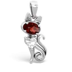 Garnet Kitten 14K White Gold pendant P5780