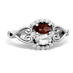 Garnet Love Nest 14K White Gold ring R5860