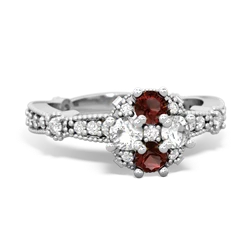 Garnet Sparkling Tiara Cluster 14K White Gold ring R26293RD