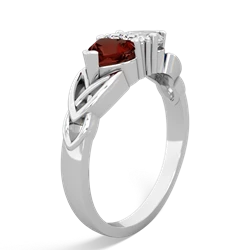 Garnet Celtic Knot Double Heart 14K White Gold ring R5040